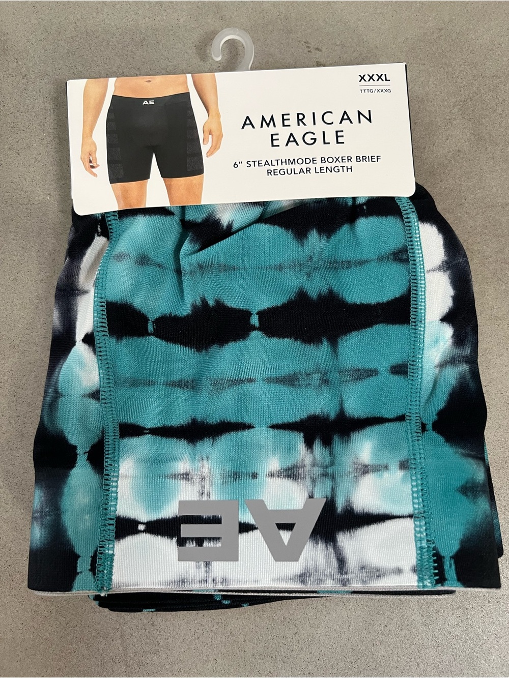 American Eagle Stealthmode 6" Boxer Briefs XXXL 3XL Turquoise Tie Dye New